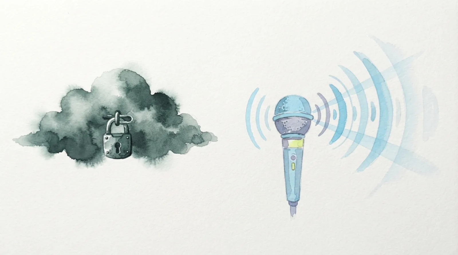 Split composition: locked cloud service vs open local voice dictation — open source wins